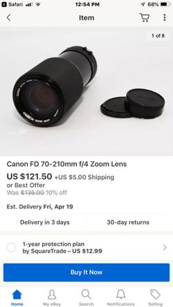 Canon FD 70-210mm f/4 Zoom Lens