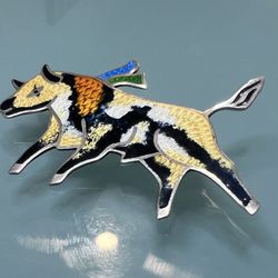 Mexico All Marked & Stamped Colorful  Enameled Handmade Sterling Silver Vintage Brooch
