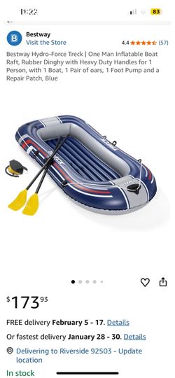 Inflatable boat raft with 2 paddle oars