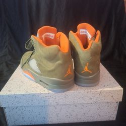 Air Jordan 5  Army Olive /solar Orange 