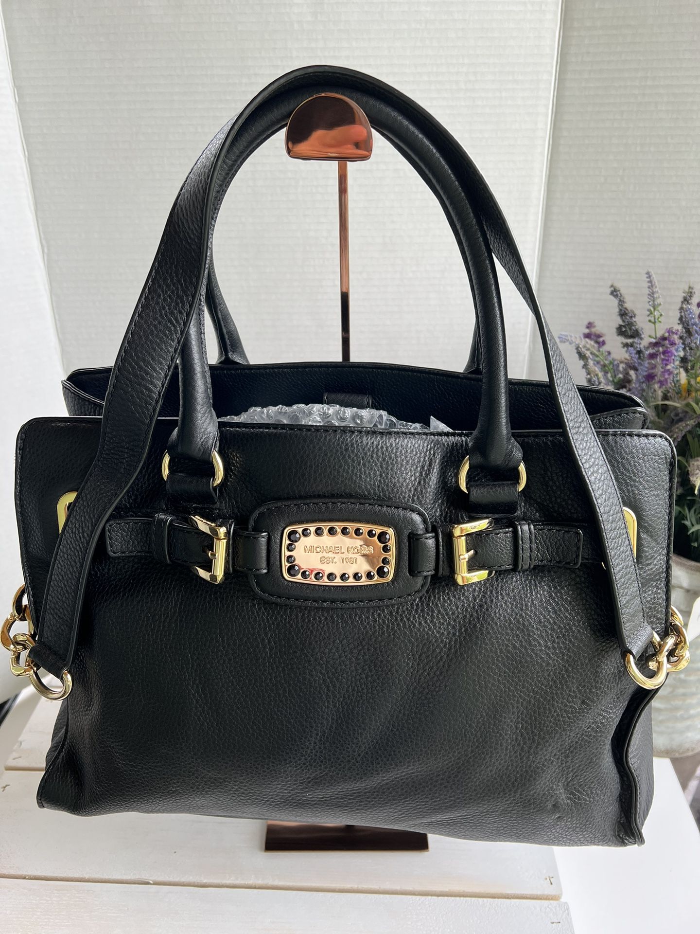 Michael Kors 2-way Hamilton belted tote large bag (black)