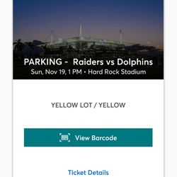 Yellow And Gray Parking Pass Dilphins Vs. Raiders