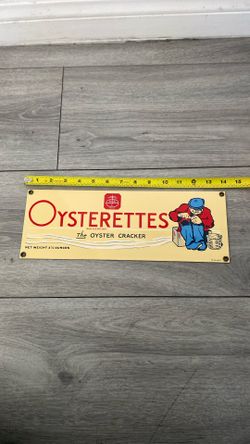 Vintage OYSTERETTES Advertising Sign: 1990 Nabisco Porcelain Enamel