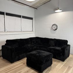 Corduroy Sectional Couch with Ottoman New