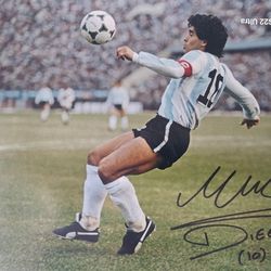 Diego Maradona Signed 8 X 10 Color Photo