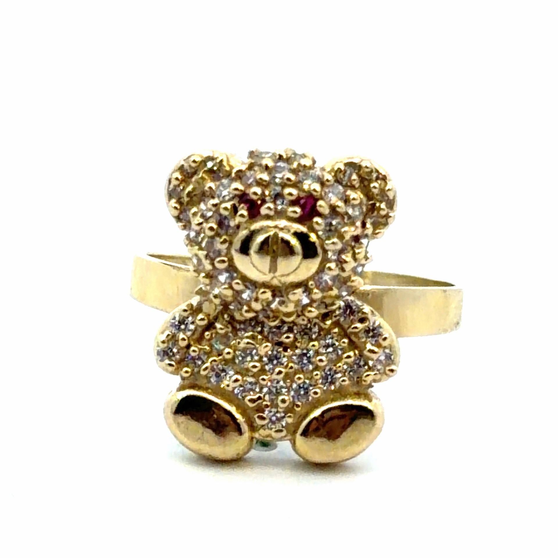 Woman’s Ladies 10k Yellow Gold CZ Cubic Zirconia Teddy Bear Ring Size 6.5 GP3109624
