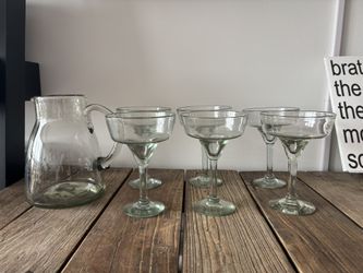 Pottery barn Recycled Glass Margarita Set