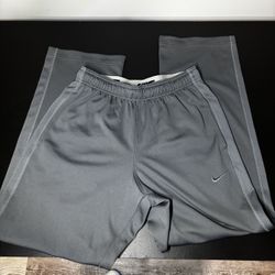 Nike Dri Fit Warm Sweatpants Mens Medium Triple Grey Swoosh Open Hem Loose VTG