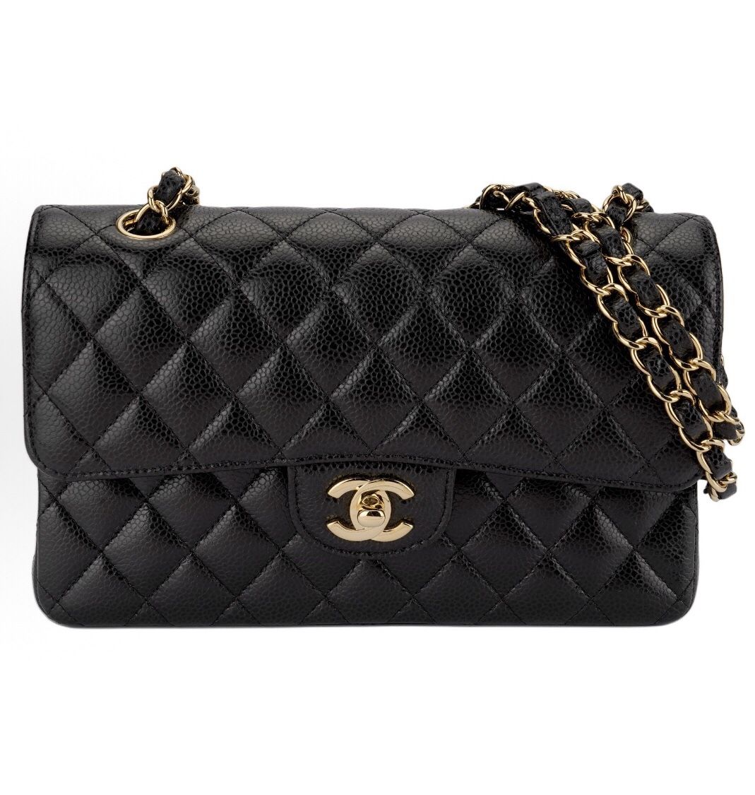 CHANEL Classic Flap CF Classic Chain Shoulder Strap Leather Chain Diamond Grain Embossed Cowhide Crossbody Shoulder Bag Small Size Women's (652)12