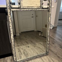 Carved Large Trumeau Mirror Real Wood 42x27 inch