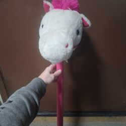 Pink And White Horse with Stick