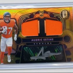 AUDRIC ESTIME /149 SIGNED 2024 Gold Standard Rookie Dual Jersey Auto RC Football Card