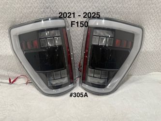 2021 To 2025 Ford F-150 Full LED Tail Lights with White Light Bar Sequential Turn Signal, Startup Animation & Factory BSM Compatibility