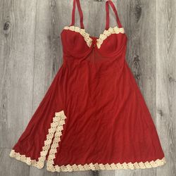 Sexy red and yellow lace lingerie dress
