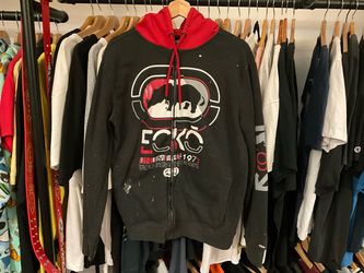 Ecko Unltd. Vintage Rhino Full Zip Hoodie Black Red Size Medium