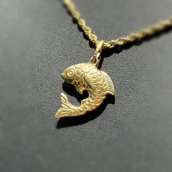 14k hollow yellow gold Fish 🐟 Pendant charm