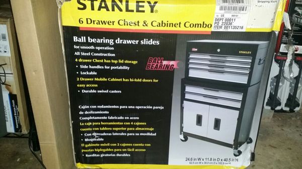 Stanley Professional Tool Chest Cabinet Combo 6 Drawer For Sale