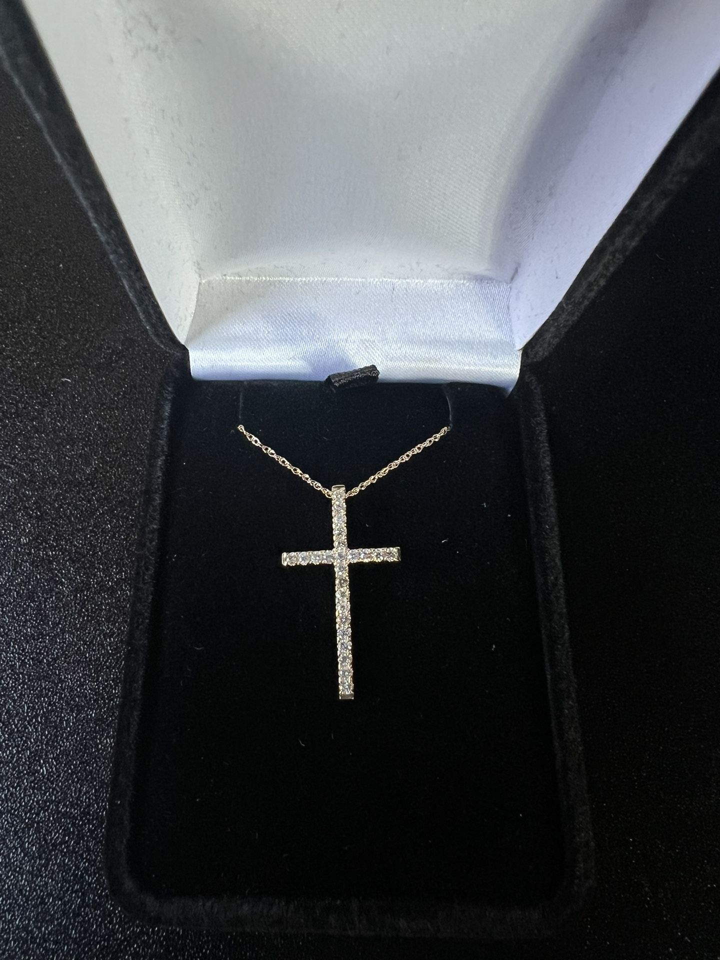 14k yellow gold Diamond cross chain- Real Diamonds Not Lab Grown