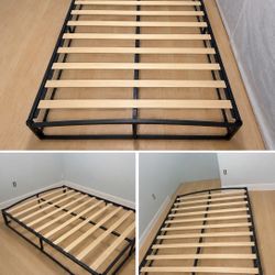 Queen Metal Platform Bed Frame with Wooden Slats – $80 OBO