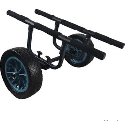 Heavy Duty Kayak Cart, Width Adjustable Canoe Cart with 12inch Flatfree Beach Wheels Boat Dolly Cart