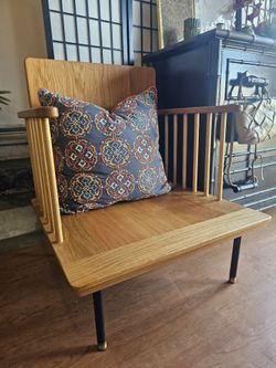 Large Japandi MCM Murphy Style Spindle Armchair