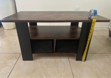 Rustic Brown Coffee Table with 2 Storage Bins