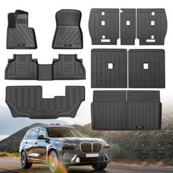 Custom For 2019-2025 2026 BMW X7 7 Seat Floor Mats 3 Rows Cargo Trunk Liner And 2nd 3rd Backrest Mtas All Weather TPE Rubber Protection Mats Fit BMW X
