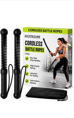 Cordless Battle Ropes for Home Gym – Portable Weighted Ropeless Exercise Rope for Strength, HIIT, Cardio, Full-Body Workouts, Adjustable Resistance, N