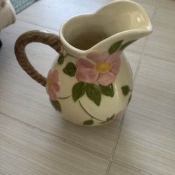 Franciscan Desert Rose 56 Oz. Sculpted Large Pitcher Large Rope Handle Portugal
