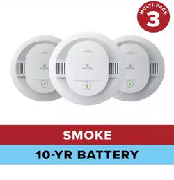 10-Year Battery Powered Smoke Detector with Photoelectric Sensor (3-Pack), 20SD10