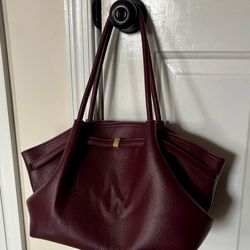 Maroon Pebbled Design Soft Pleather Handbag Large