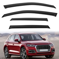 Brand New 4pcs Out-Channel Smoke Tint Rain Guard Compatible with 2009-2017 Audi Q5/SQ5 8R Tape-On Vent Deflector Window Visors Car Accessories