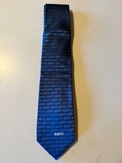 ESPN Logo All over  Blue   3.5” x 60” 100% Silk  Excellent Football NBA Hockey