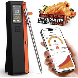 Smart Bluetooth Wireless Meat Thermometer: Standalone Base, WiFi Unlimited Range, 6 Sensors with NIST Certified Accuracy, for iOS and Android, for Kit