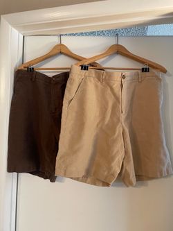 LL Bean Men’s Linen Shorts (2 pair), Tan & Brown