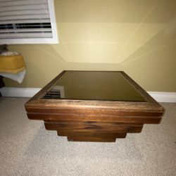 Small coffee Pedestal Table With Beveled Smoked Mirror Top | price is negotiable |