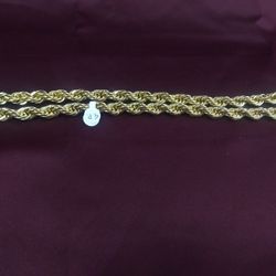 24 Inch Rope Chain 14k Gold Plated
