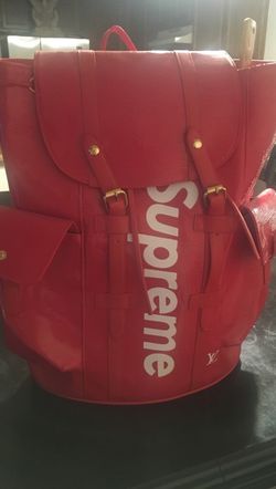 Red supreme leather bag