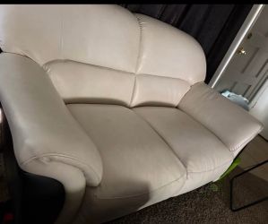 white leather loveseat couch