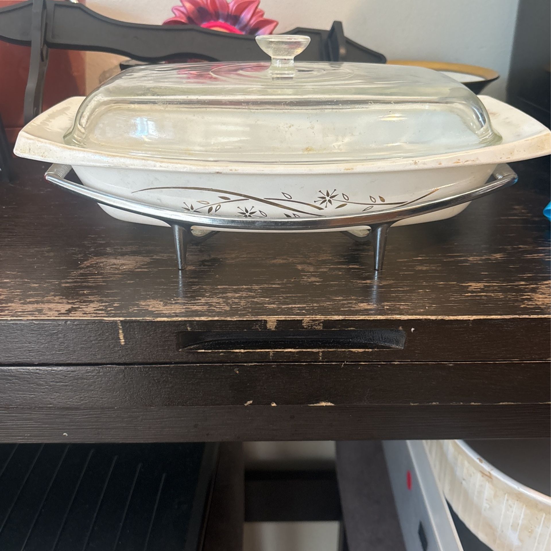 Vintage 1963 Pyrex 033 1 1/2 Qt With Lid And Trivet