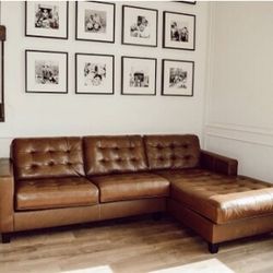 Chocolate Leather 2 Piece L Shape Sectional Couch ☄️ By Ashley ⭐️ Brand New 👍 Best Quality 🤘