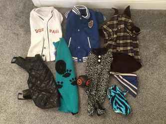 Dog Clothes size Med was for a 16 pound dog 6-for 35.00 or 7.00 each