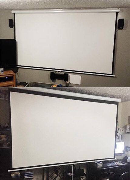 New in box $45 Manual 100” 16:9 Projector Screen Manual Pull Down Matte White Viewing Area: 87”x49”