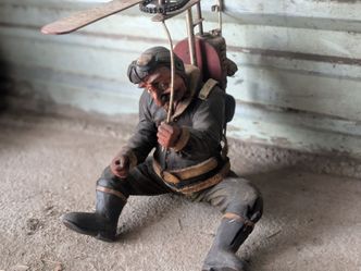 Vintage rare resin "Flying Pilot" sculpture created by Filipino artist Allan Agohob