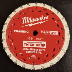 Milwaukee 7-1/4" 24T Thick Kerf Framing Circular Saw Blade - Brand New!