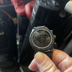 Dc Comics Black Superman Watch  Needs Battery  Never Worn 