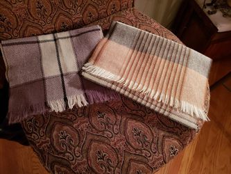 2 plaid scarfs with fringe..great gift