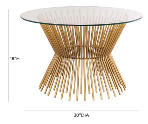Grace 30" Glass Round Coffee Table - Modern Minimalism Meets Artisanal Craftsmanship in Gold Finish
