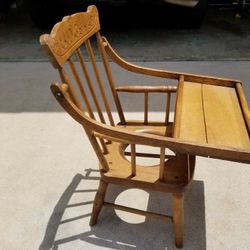 Antique Primitive Carved Wood, Child's Potty Toilet Training  Chair 