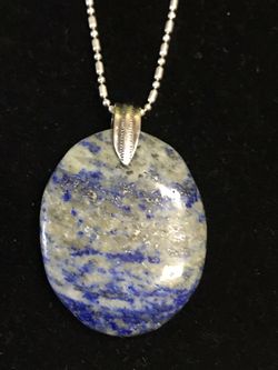 Lapis lazuli pendant with sterling silver chain 24 inches long